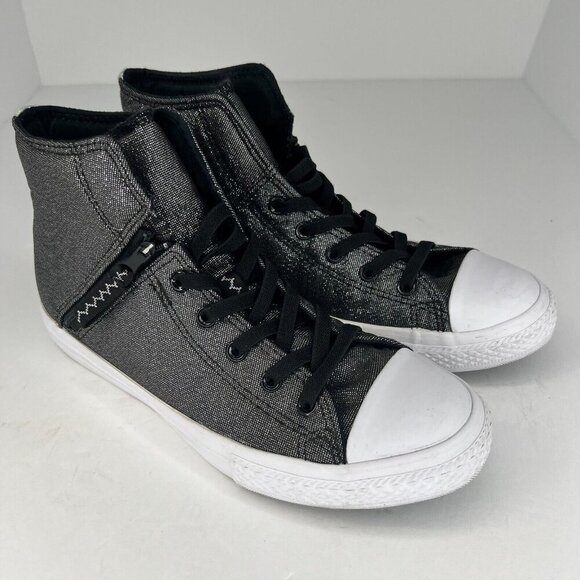 Converse Junior 661850F Gray Chuck Taylor All Star Lace Up Zip Size 6 Sneakers - Picture 2 of 11